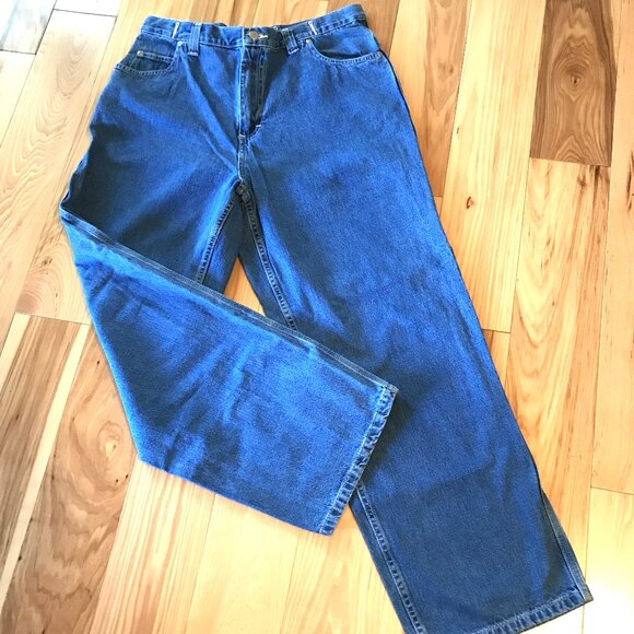 North West Blue Cinch-Back Jeans, Vintage 80s High Waisted Blue Jeans, Size 16 - Picture 6 of 10